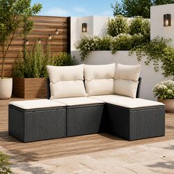 Black 4-Piece Garden Sofa Set