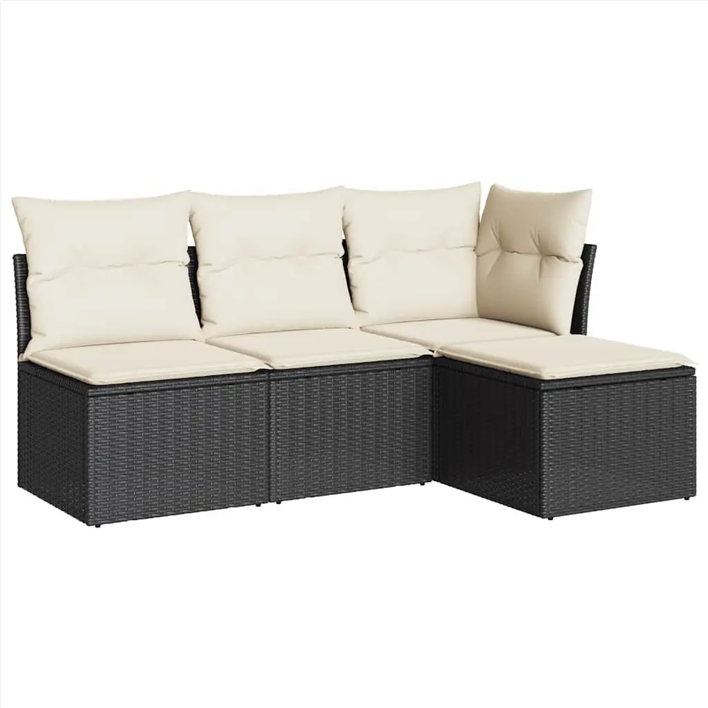 Garden Sofa Set 4 Piece Outdoor Furniture Patio Seating Black with Cushions