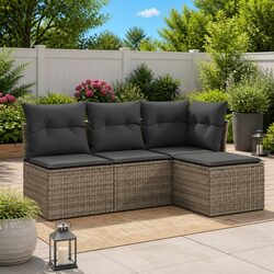 4-Piece Outdoor Sofa Set: Grey & Modular Design