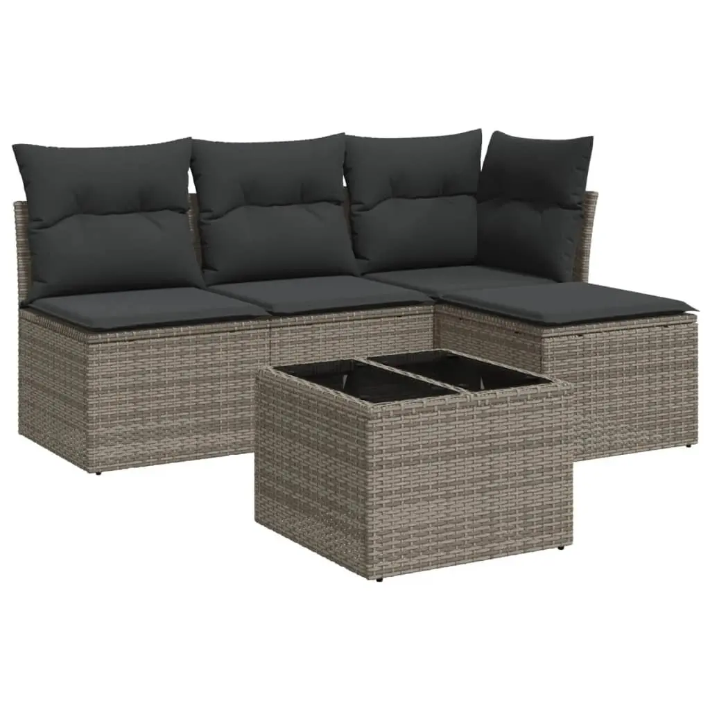 Garden Sofa Set 5 Piece Outdoor Furniture Grey Poly Rattan Patio Lounge Modular