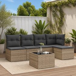 Confidently Stylish 6 Piece Grey Sofa Set for Outdoors