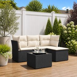 5-Piece Outdoor Furniture Set – Black Garden Sofa