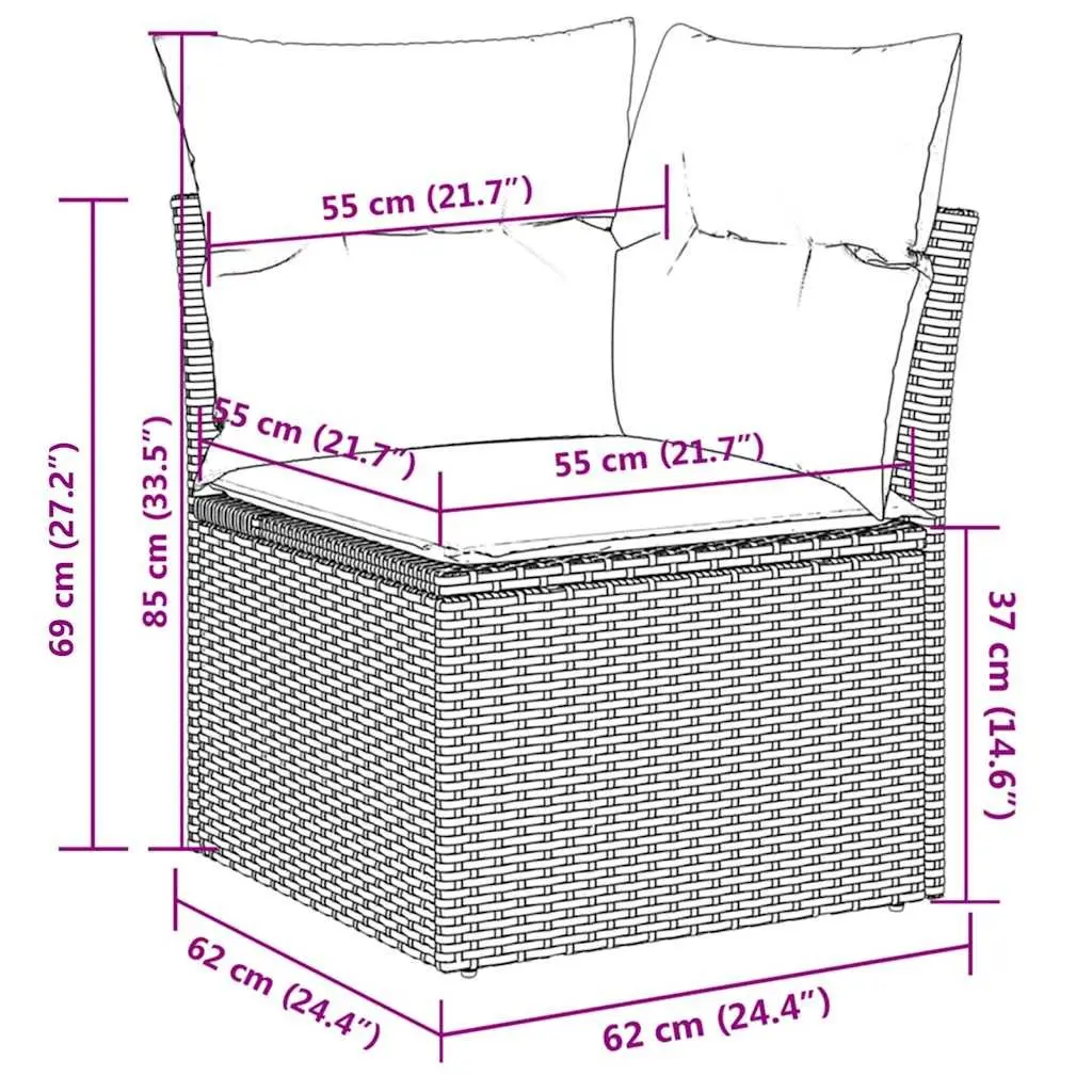 Garden Sofa Set Black 4 Piece Modular Outdoor Furniture with Cushions