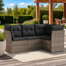 Garden Sofa Set 4 Piece Outdoor Furniture Grey Poly Rattan Modular Patio Seating