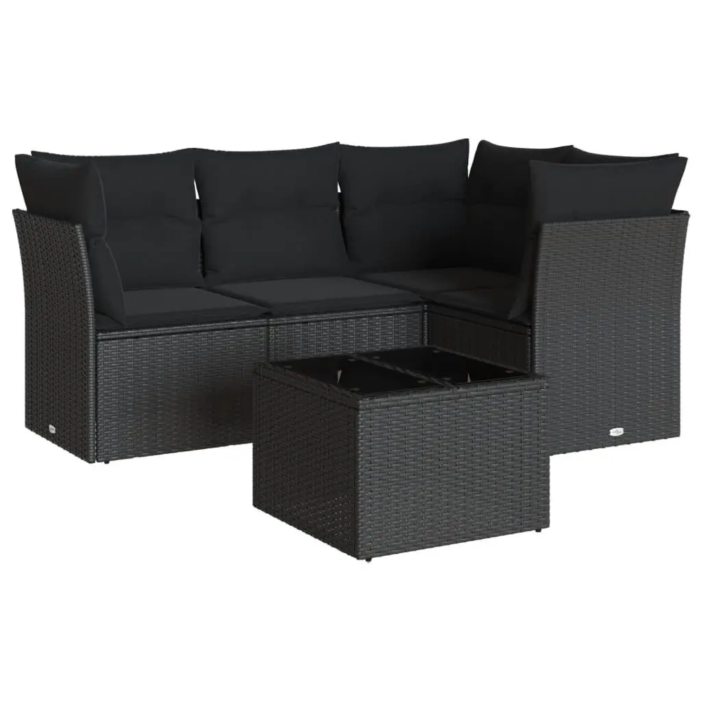 Garden Sofa Set 5 Piece Outdoor Furniture Patio Seating with Cushions Black