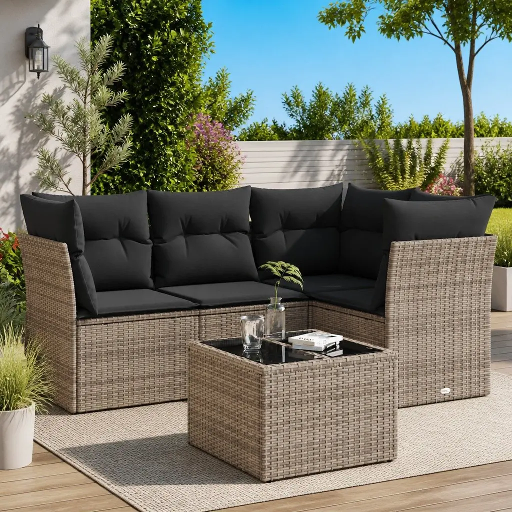 5 Piece Grey Garden Sofa Set for Relaxation