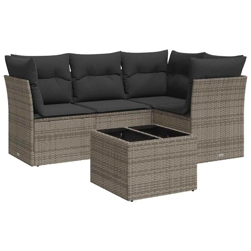 5 Piece Grey Garden Sofa Set for Relaxation