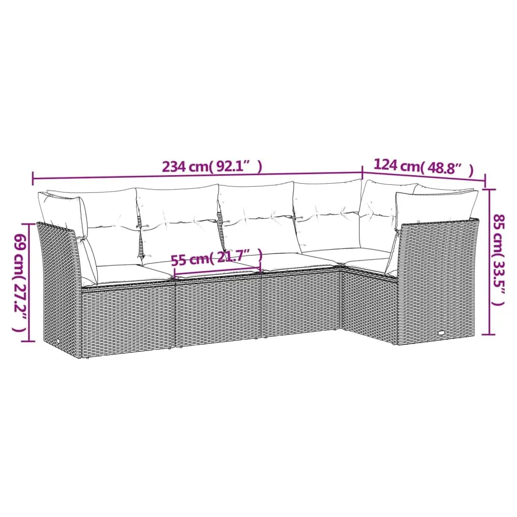 5 Piece Modular Garden Sofa Set with Cushions
