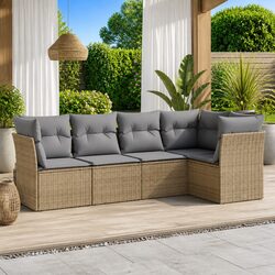 Garden Sofa Set 5 Piece Outdoor Furniture Patio Seating Beige with Cushions