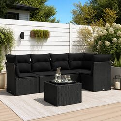 Compact 6 Piece Garden Sofa Set with Cushions