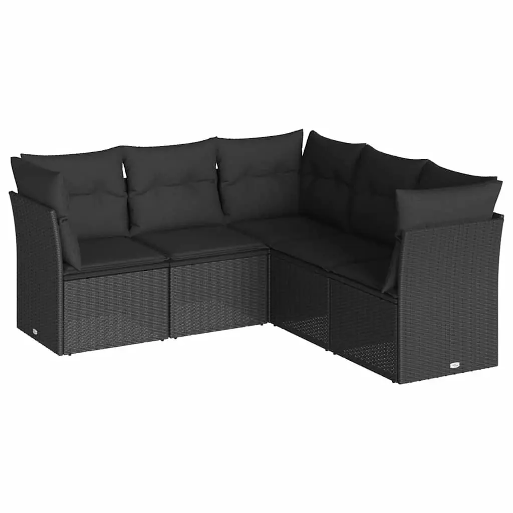 Garden Sofa Set Black 5 Piece Outdoor Furniture Patio Sectional Lounge