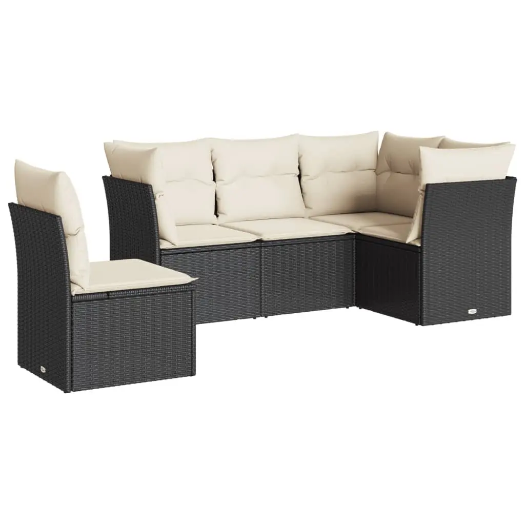 Garden Sofa Set 5 Piece Outdoor Furniture Patio Lounge with Cushions Black