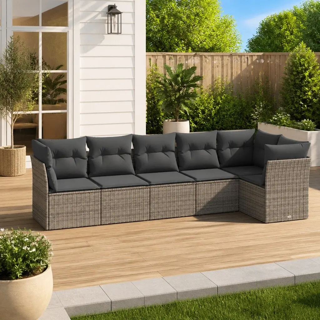 Garden Sofa Set 6 Piece Outdoor Furniture Grey