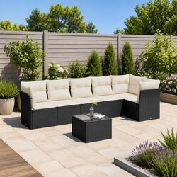 7 Piece Modular Black Outdoor Sofa Set