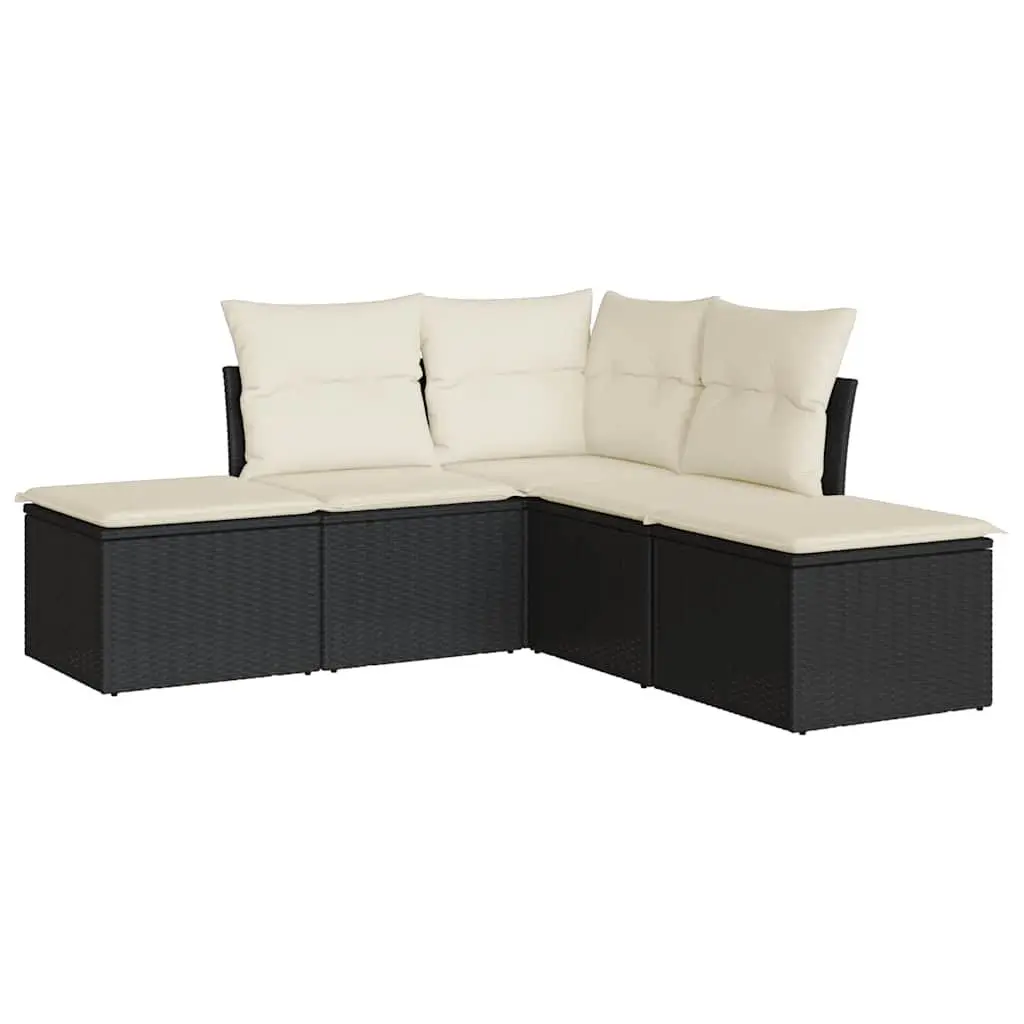 Garden Sofa Set Black 5 Piece Outdoor Furniture Patio Sectional Weather Resistant Cushions