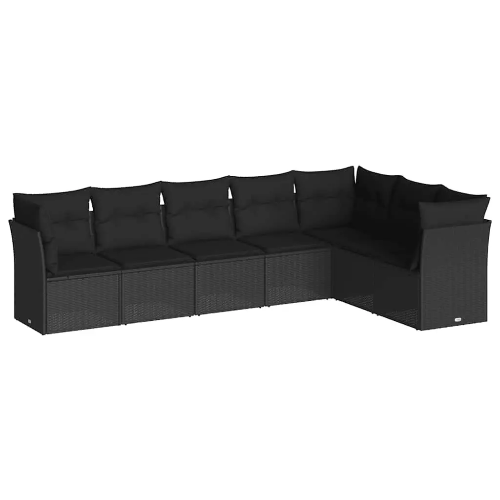 Garden Sofa Set 7 Piece Outdoor Furniture Patio Lounge Cushions Black