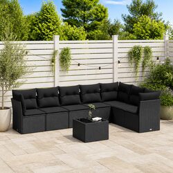 Garden Sofa Set 8 Piece Outdoor Furniture Patio Black Rattan Modular Lounge