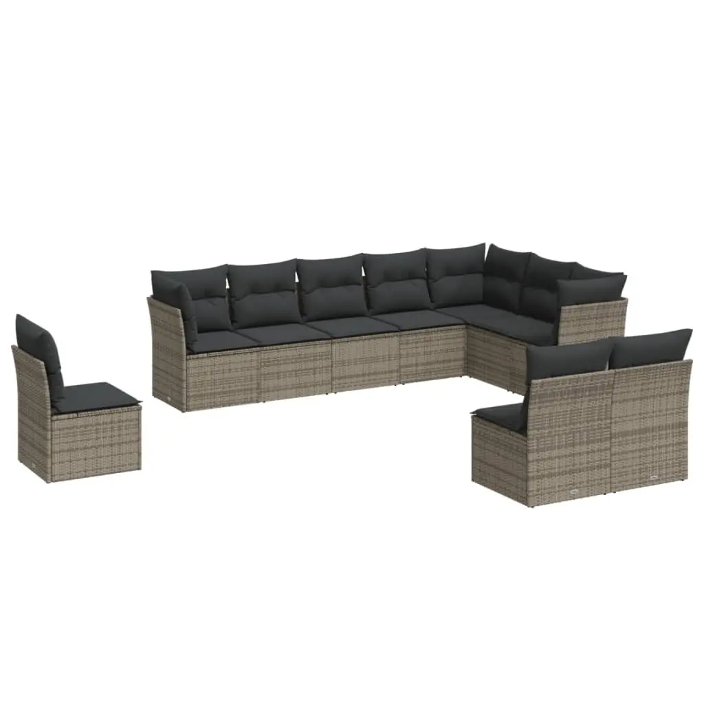 Garden Sofa Set 10 Piece Outdoor Furniture Grey Poly Rattan Modular Patio