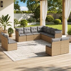 11 Piece Outdoor Garden Sofa Set with Cushions