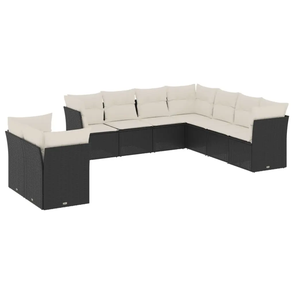 Garden Sofa Set 9 Piece Outdoor Furniture Patio Sectional with Cushions Black