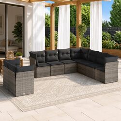 Garden Sofa Set 9 Piece Outdoor Furniture Patio Sectional Grey with Cushions