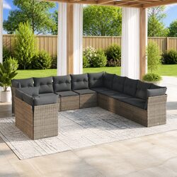 Concise Grey 11 Piece Outdoor Modular Garden Sofa Set