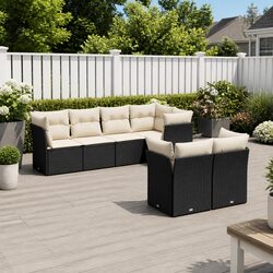 Black Poly Rattan 7-Piece Garden Sofa: Compact and Reliable