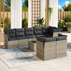 Compact and Stylish 9 Piece Outdoor Sofa Set in Grey