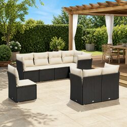 Garden Sofa Set 8 Piece Outdoor Furniture Black Modular Rattan Patio Lounge