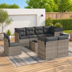 Concise and Confident 9 Piece Grey Sofa Set