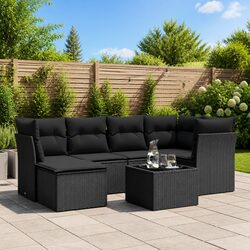 7-Piece Black Rattan Sofa Set: Stylish Outdoor Furniture