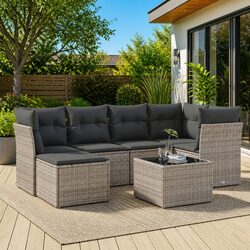 7-Piece Garden Sofa Set in Grey for Outdoor Spaces