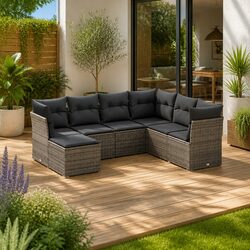 7 Piece Grey Garden Sofa Set for Relaxation
