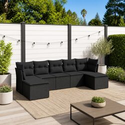 7-Piece Black Sofa Set for Patios