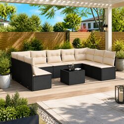 Welcome to Your New 10 Piece Black Outdoor Garden Sofa Set