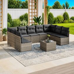 Concise 10 Piece Garden Sofa Set for Outdoors