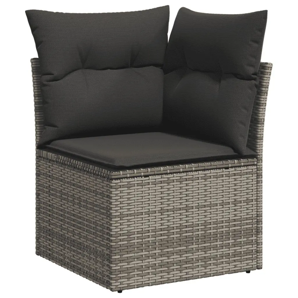 Garden Sofa Set 10 Piece Outdoor Furniture with Cushions Grey Poly Rattan Patio