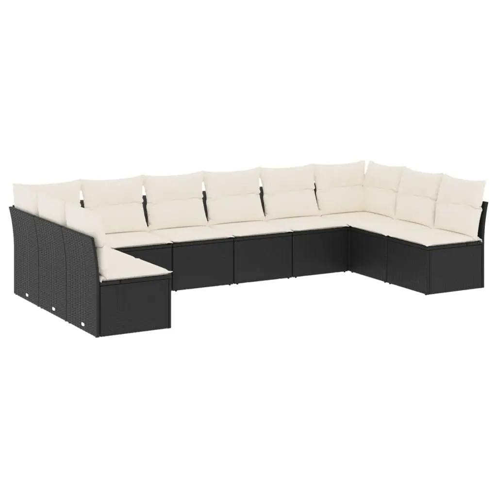Garden Sofa Set Black 10 Piece Outdoor Furniture Patio Rattan Modular Sectional