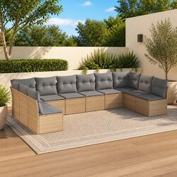 Compact Garden Sofa Set with Beige Cushions