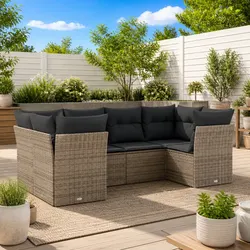 Grey Outdoor Sofa Set 6 Pieces