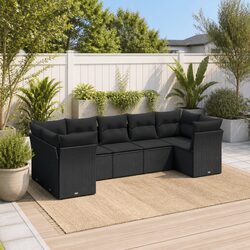 7-Piece Black Outdoor Sofa Set