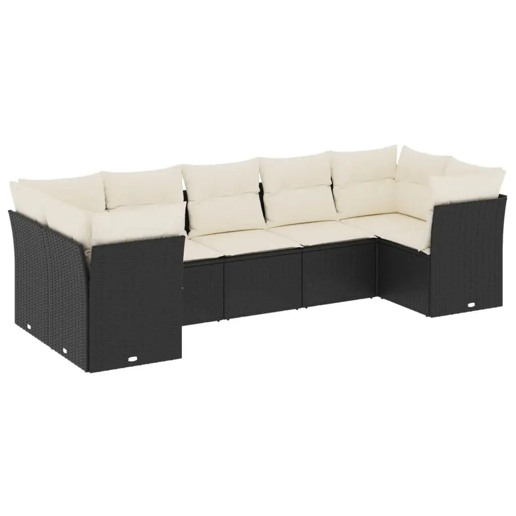7 Piece Garden Sofa Set Outdoor Furniture Patio Lounge Black with Cushions