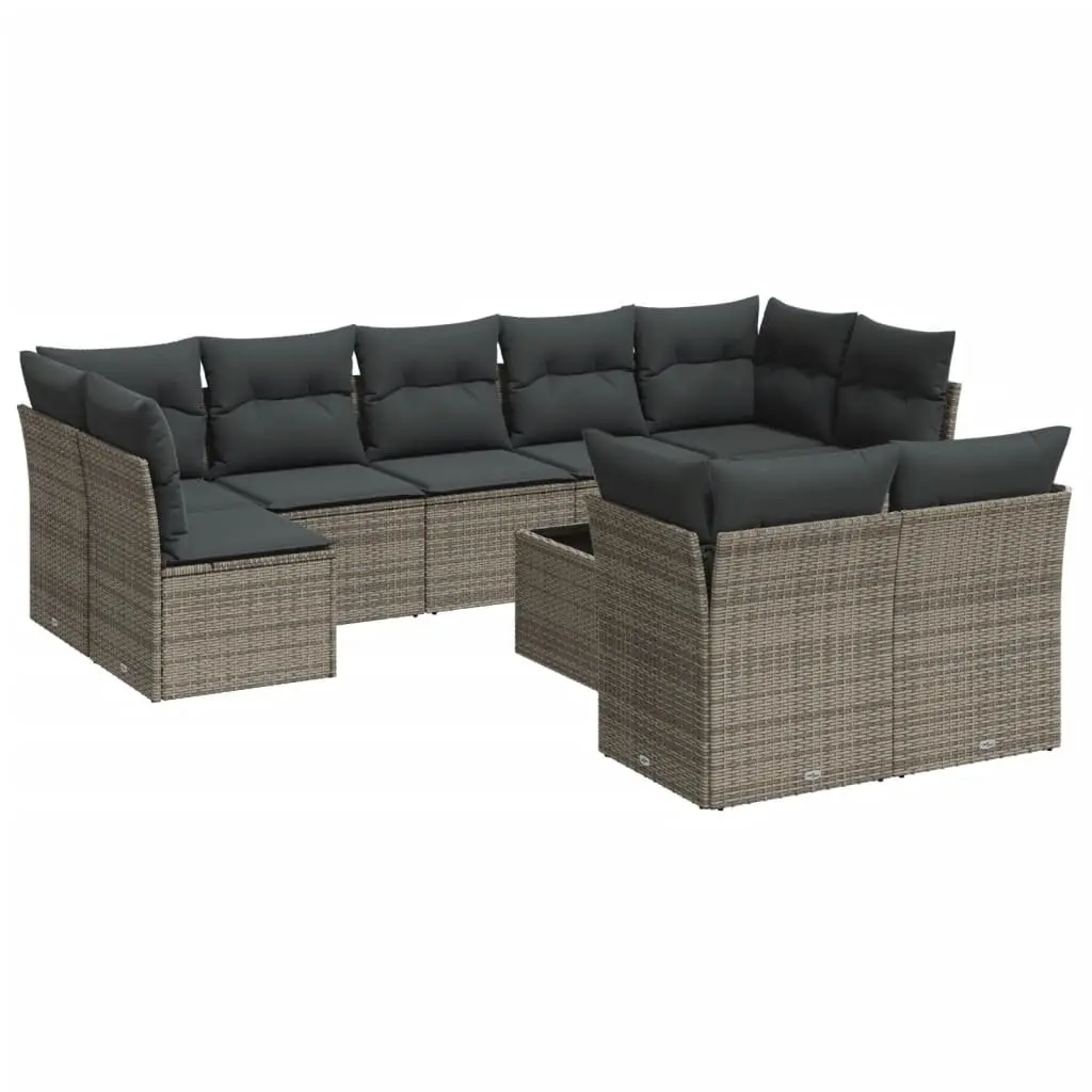 Garden Sofa Set 10 Piece Outdoor Furniture Grey Poly Rattan Modular Lounge