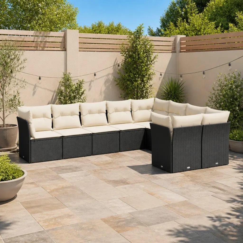 Garden Sofa Set Black 9 Piece Modular Outdoor Furniture Patio Lounge