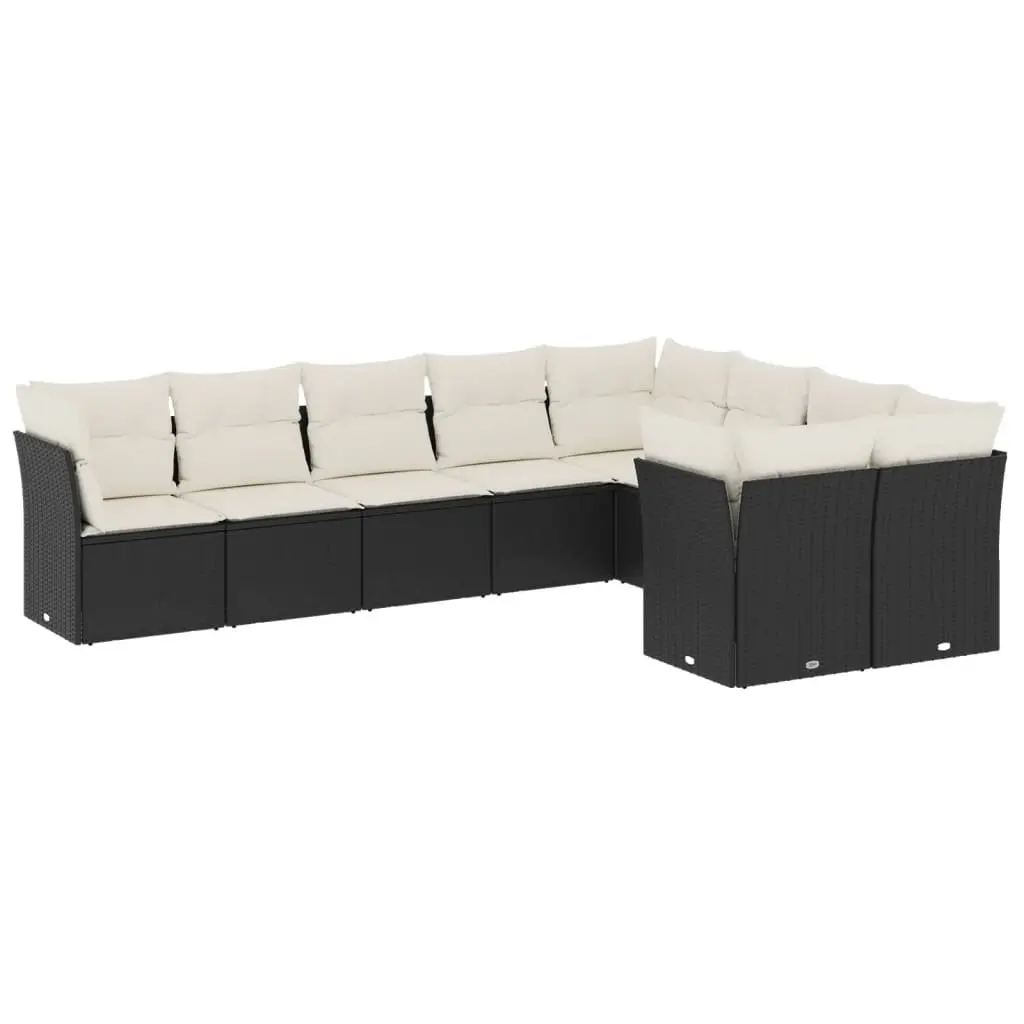 Garden Sofa Set Black 9 Piece Modular Outdoor Furniture Patio Lounge