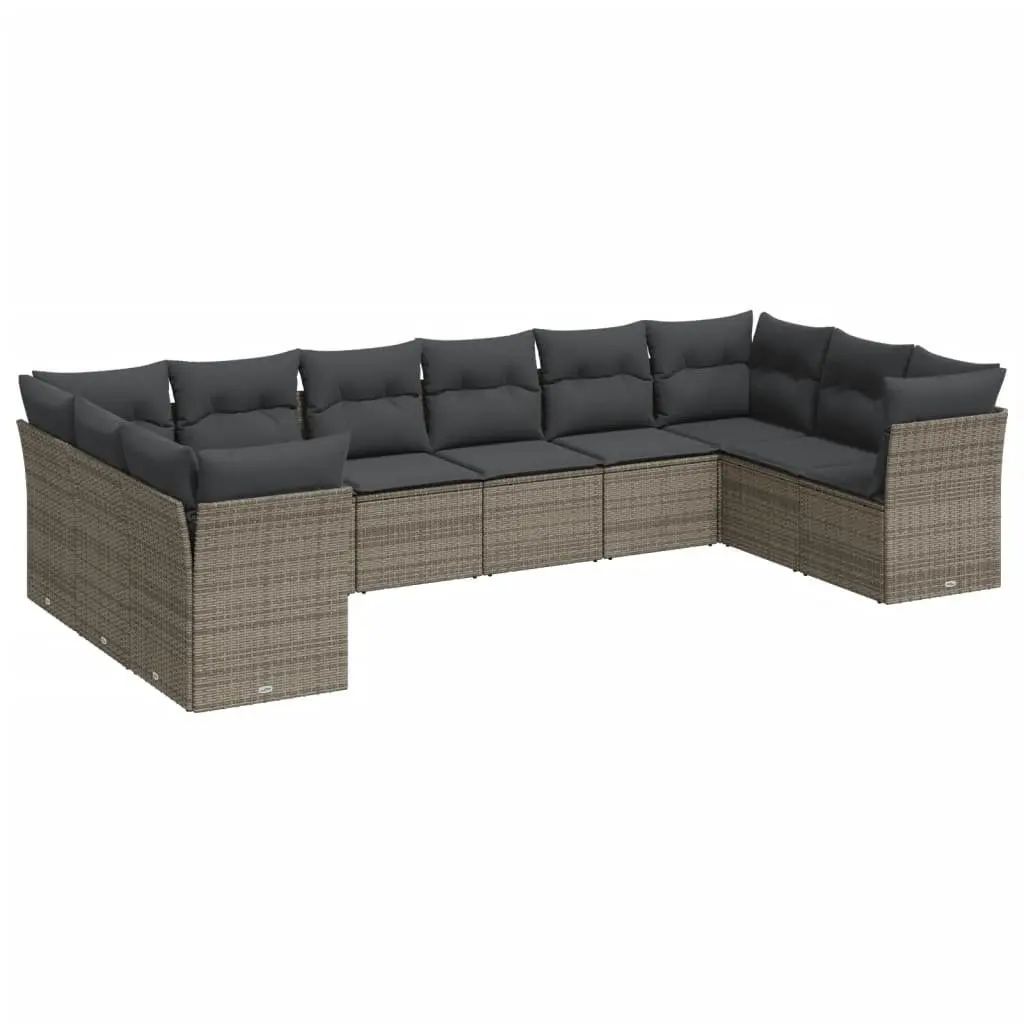 Garden Sofa Set 10 Piece Outdoor Furniture Patio Sectional Grey Cushions