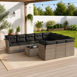 Concise 11-Piece Outdoor Sofa Set for Any Patio