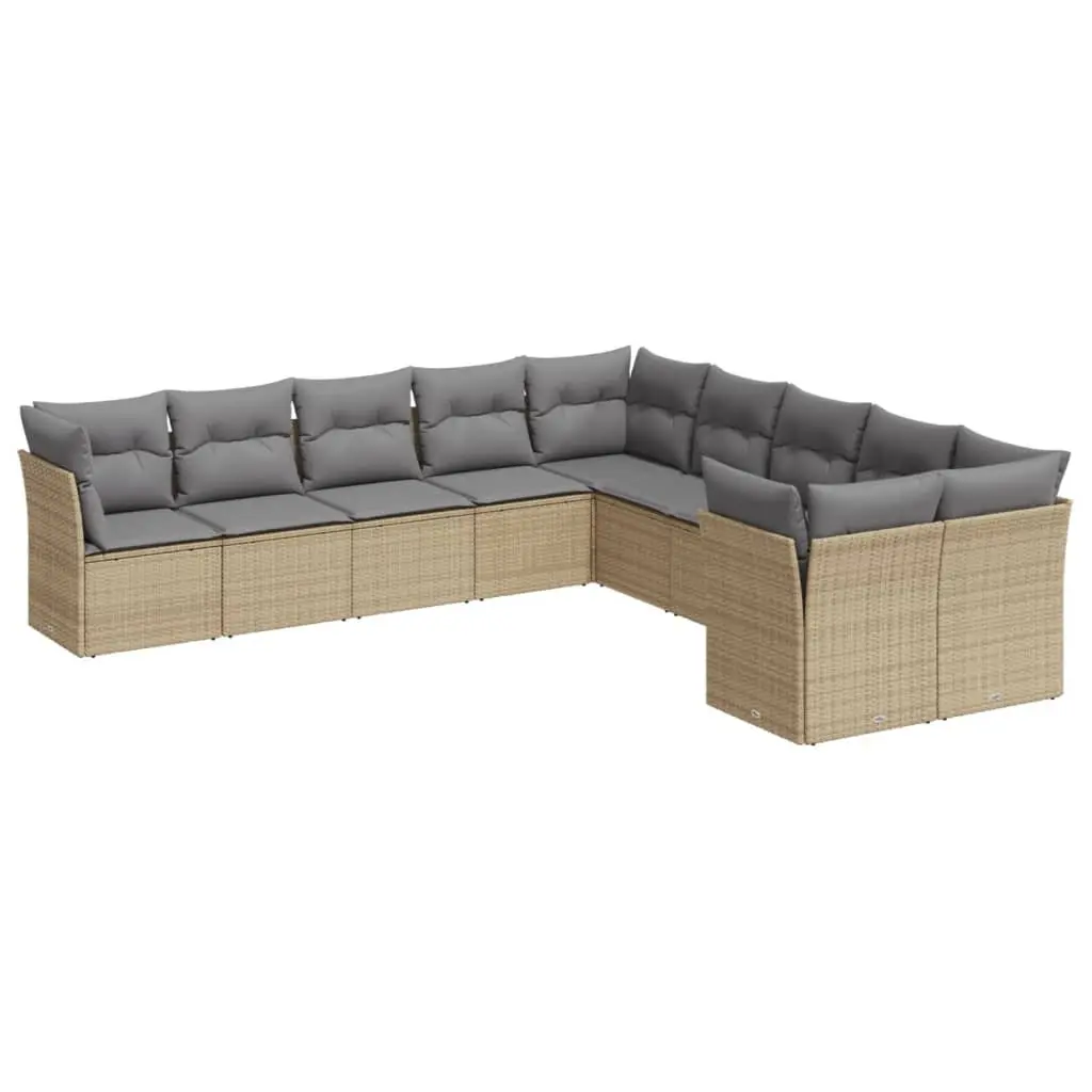 Outdoor Garden Sofa Set 10 Piece Modular Patio Furniture with Cushions Beige