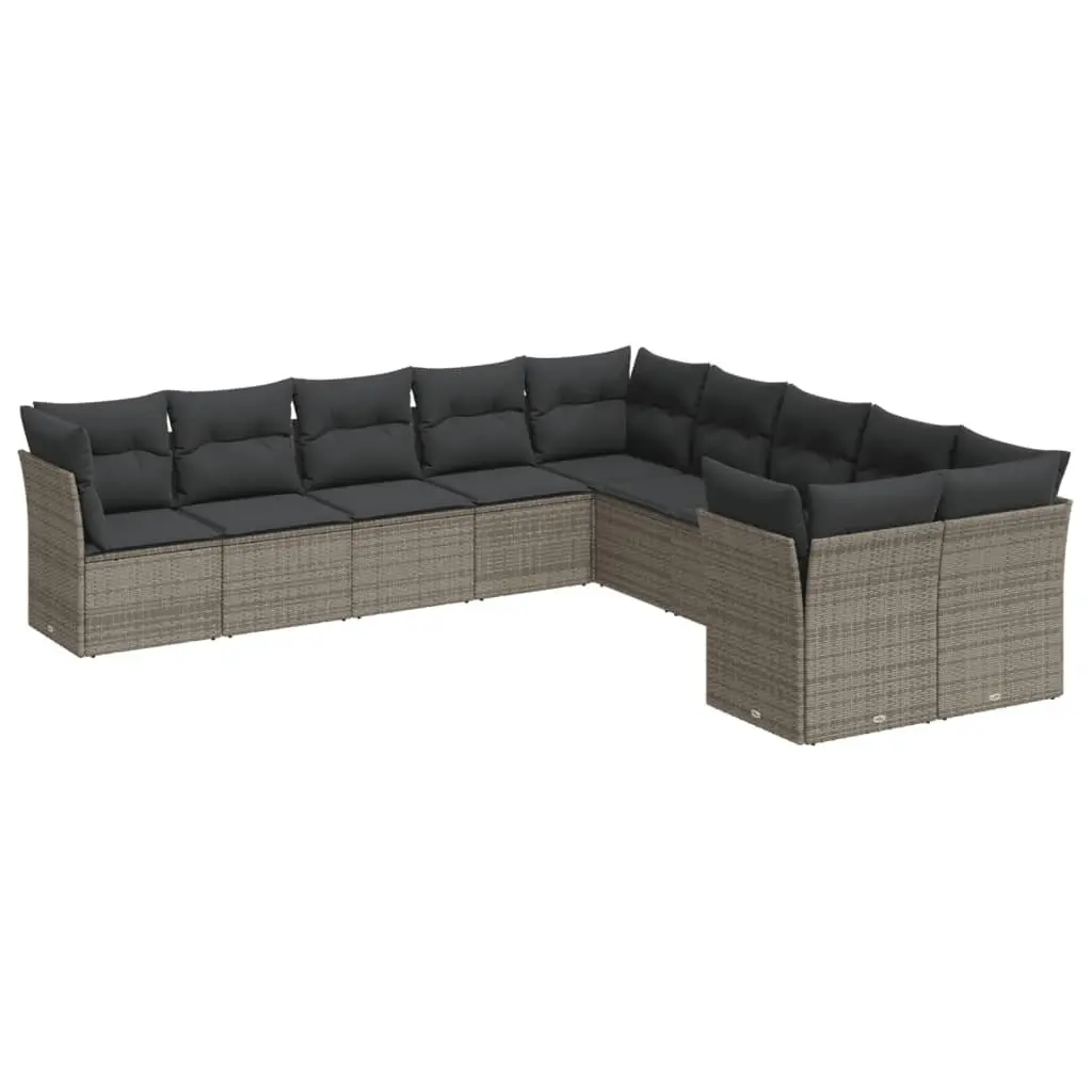 Garden Sofa Set 10 Piece Outdoor Furniture Grey Poly Rattan Patio Lounge