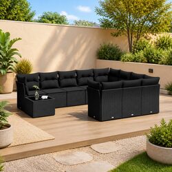 Compact 11-Piece Garden Sofa Set with Cushions